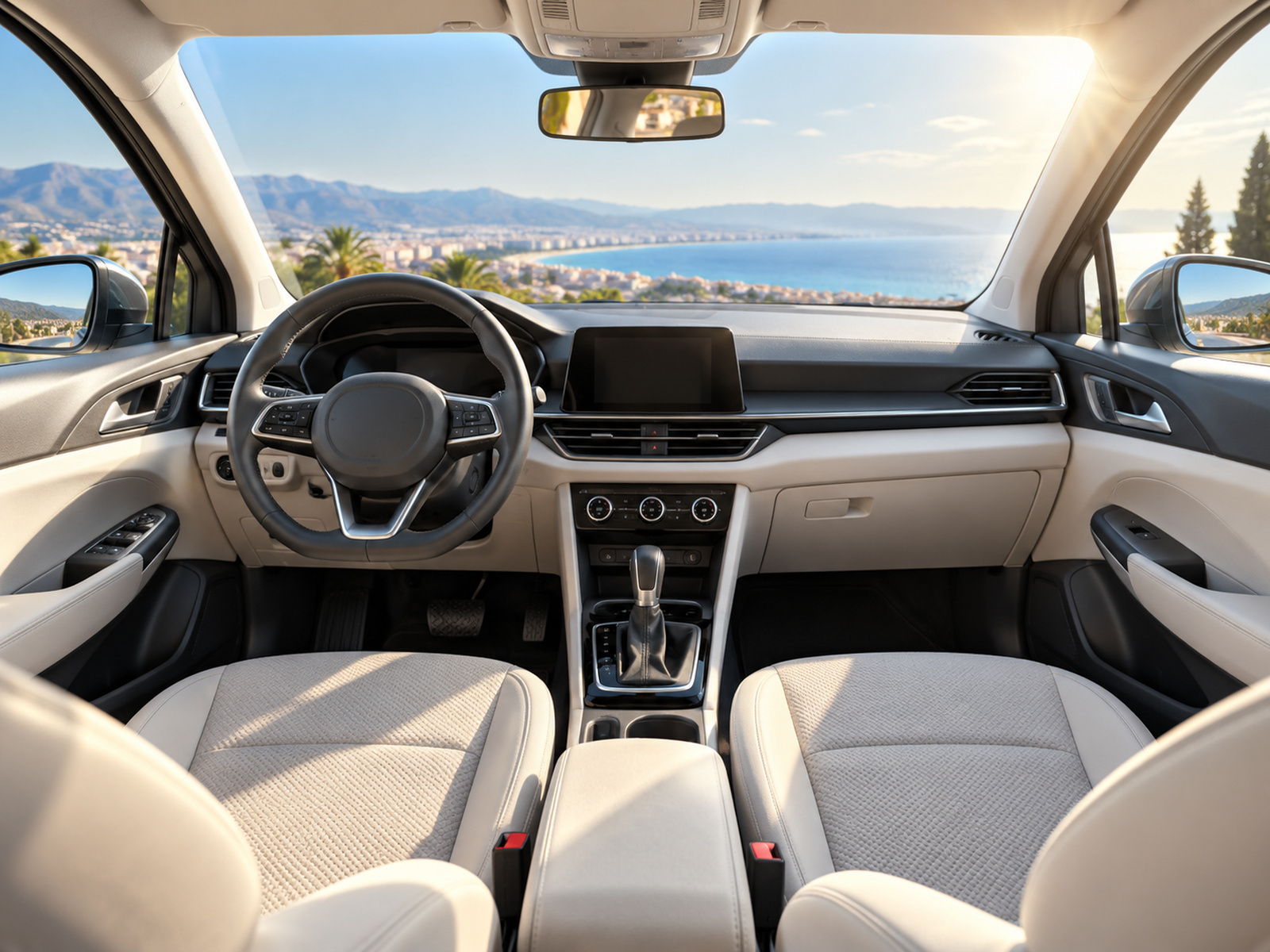 intérieur clair et propre d'une petite voiture